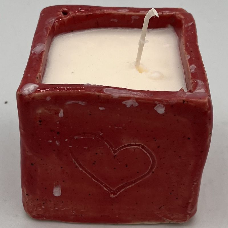 Dionysia Sanchez, Ceramic Candle, Red Hearts