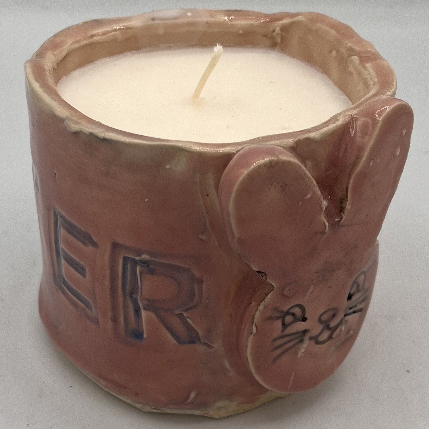 Bobbie Jo Robinson, Ceramic Candle, Pink Easter Bunny