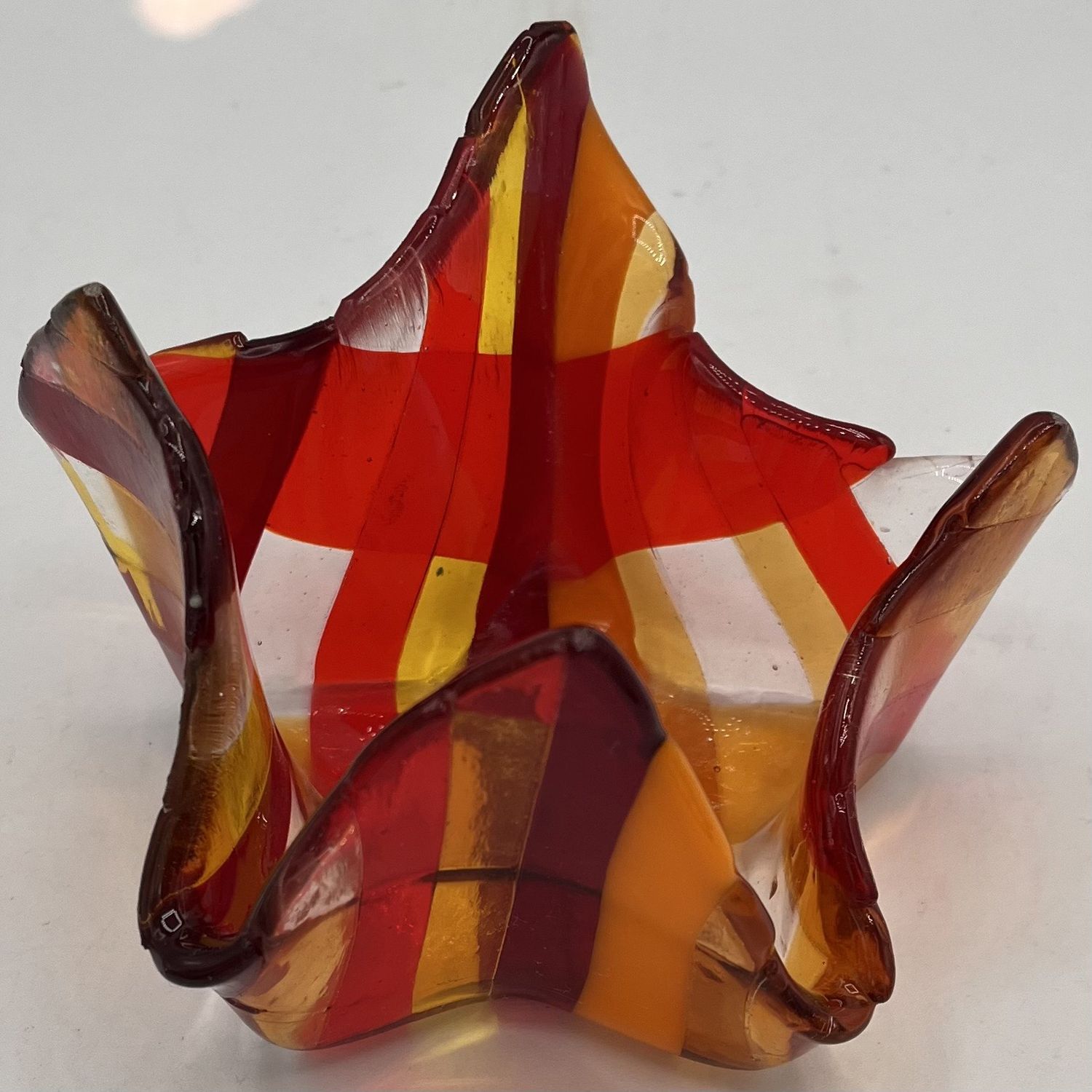 Alaina Weeks, Fused Glass Drape, Warm Stripes and Star Shaped