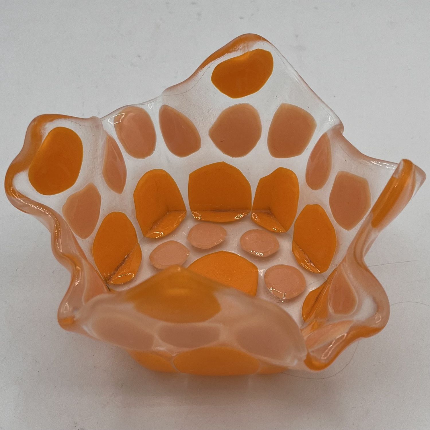 Amy Thompson, Fused Glass Drape, Orange and Pink Circles