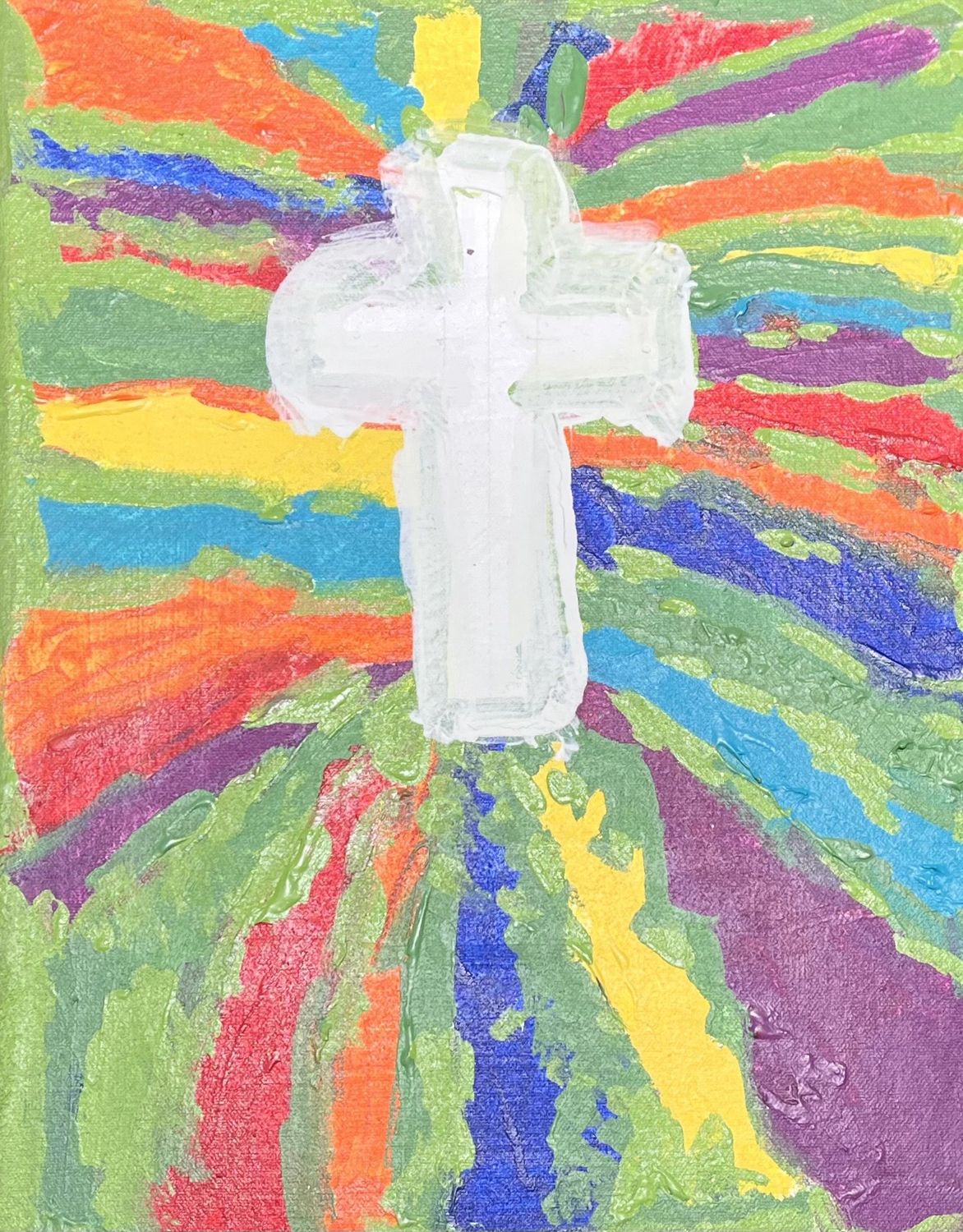 Keyontae Holbrooks, Acrylic on Canvas, &#39;Cross of All Colors&#39;