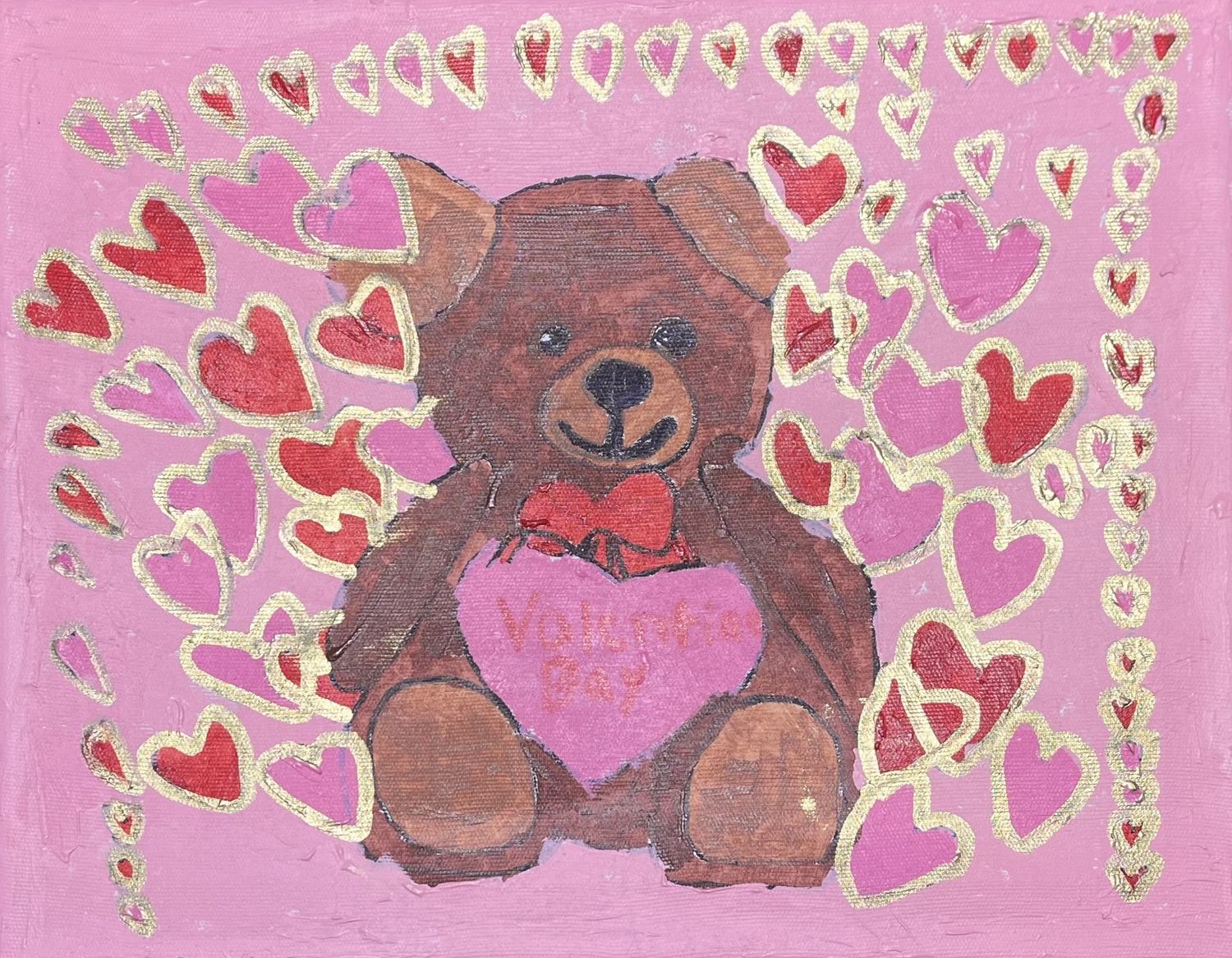 Jordan Satterfield, Acrylic on Canvas, Valentine Bear&#39;