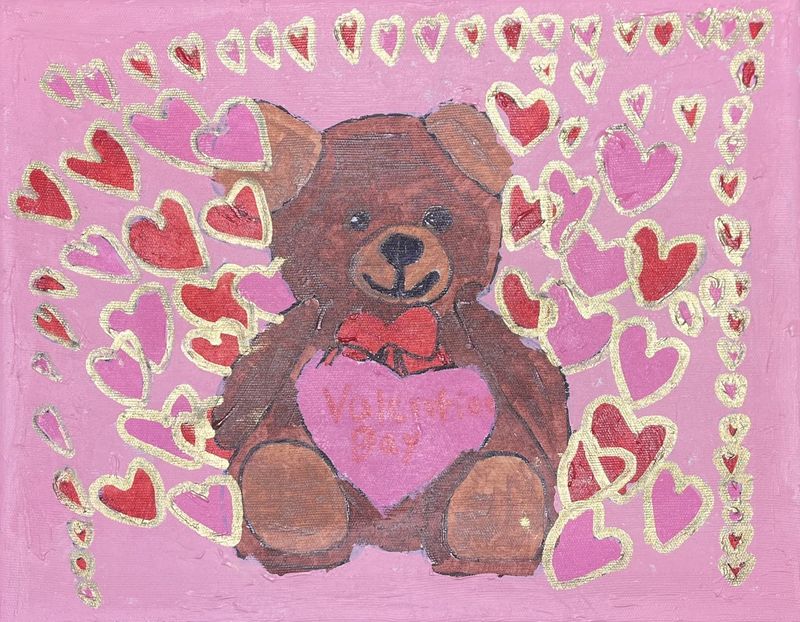 Jordan Satterfield, Acrylic on Canvas, Valentine Bear&#39;