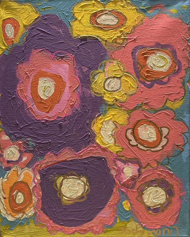 Jody Mann, Acrylic on Canvas, &#39;Flowers in The Garden&#39;