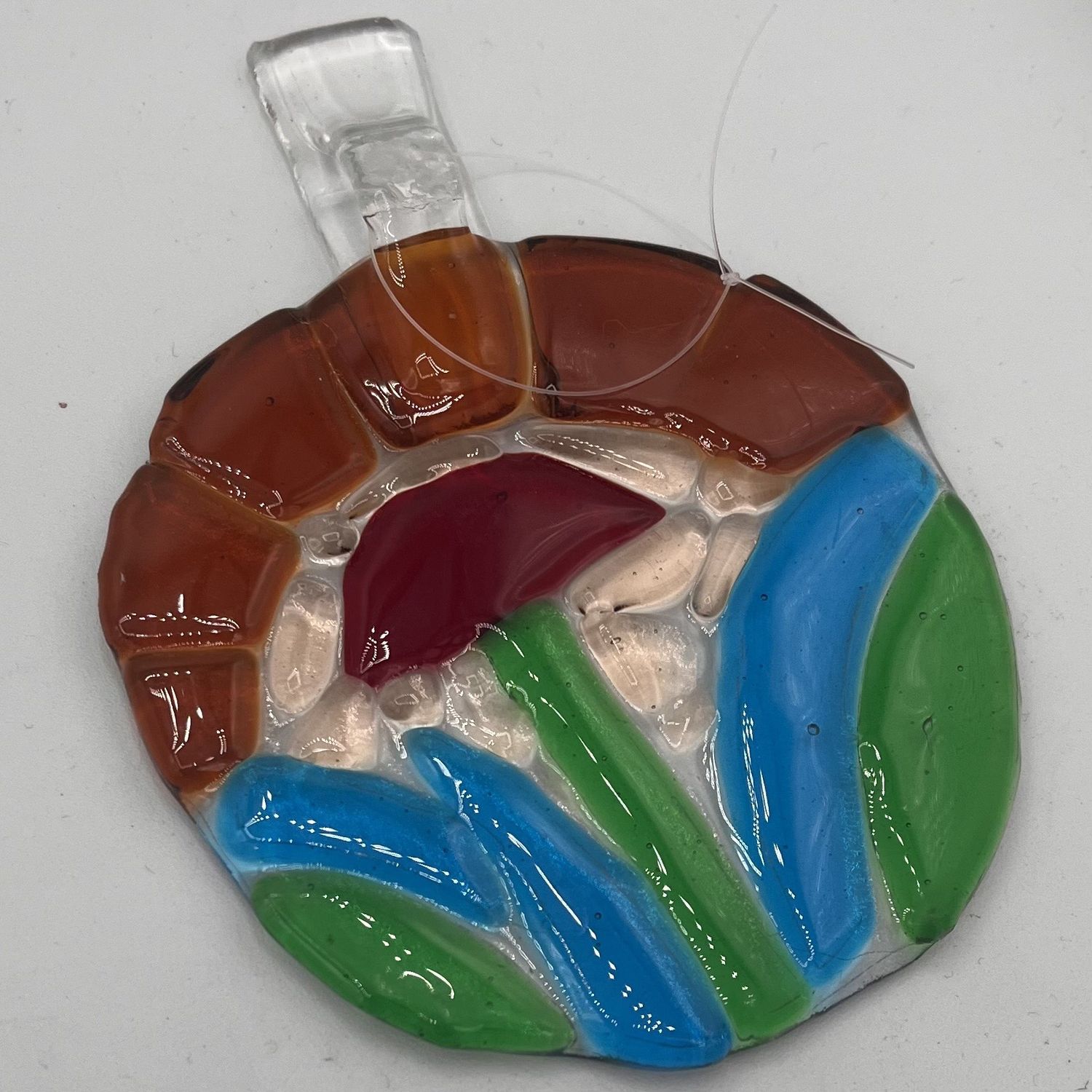Andrea Walker, Fused Glass Suncatcher, Colorful Mushroom