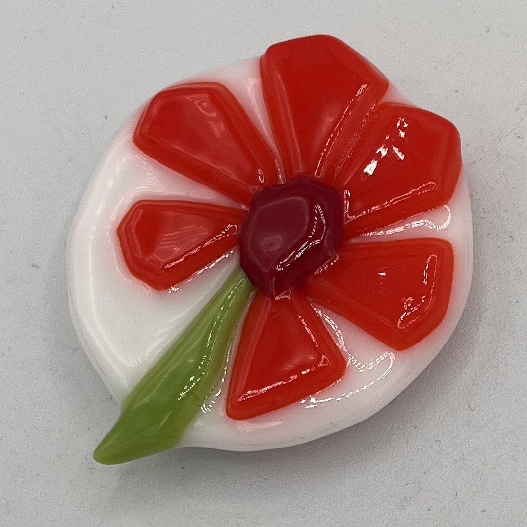 Erin Williams, Fused Glass Magnet, Orange Flower