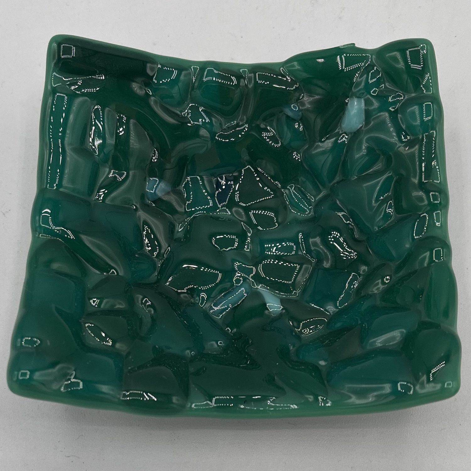 Alphonso Rowe, Fused Glass Dish, Chunky Dark Green Design