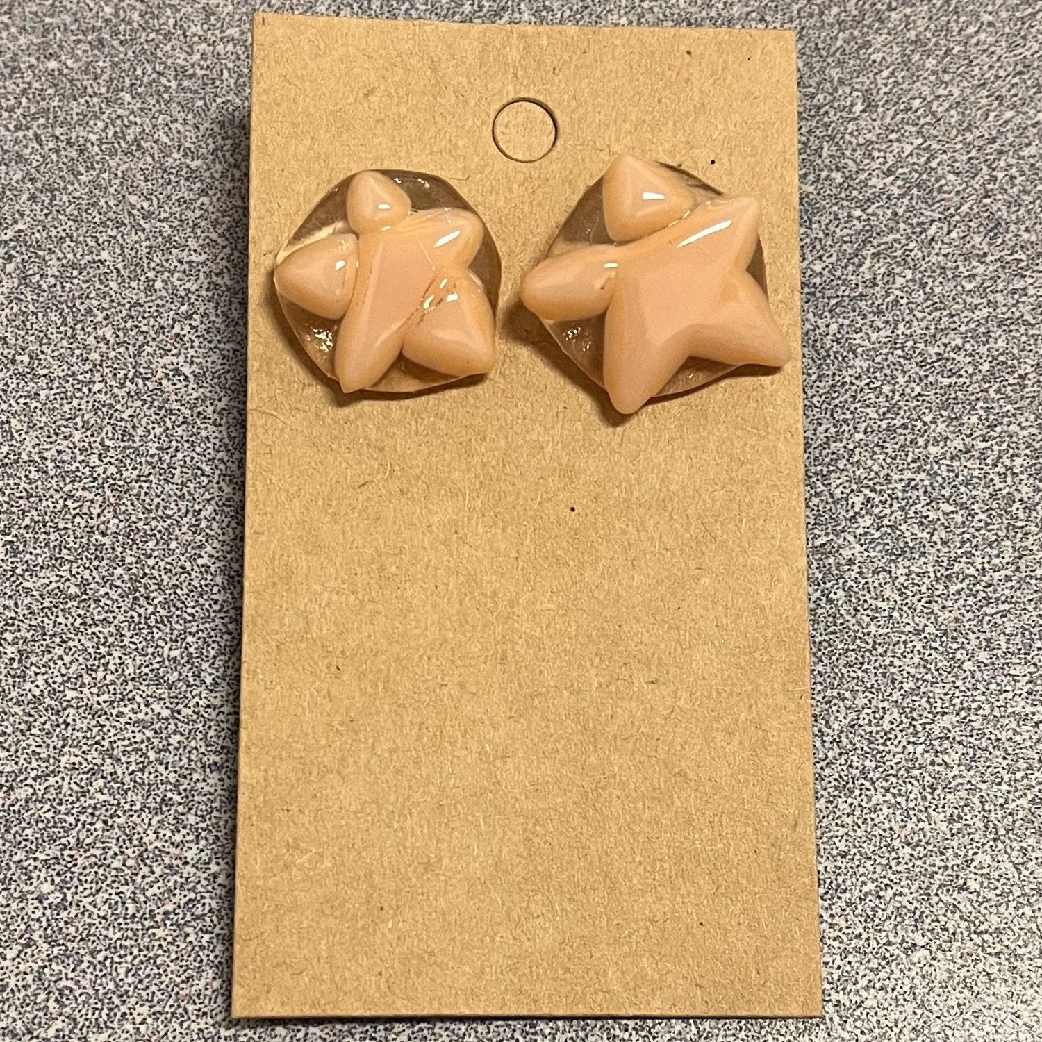 Kara Burgdorf, Fused Glass Earrings, Pink Stars