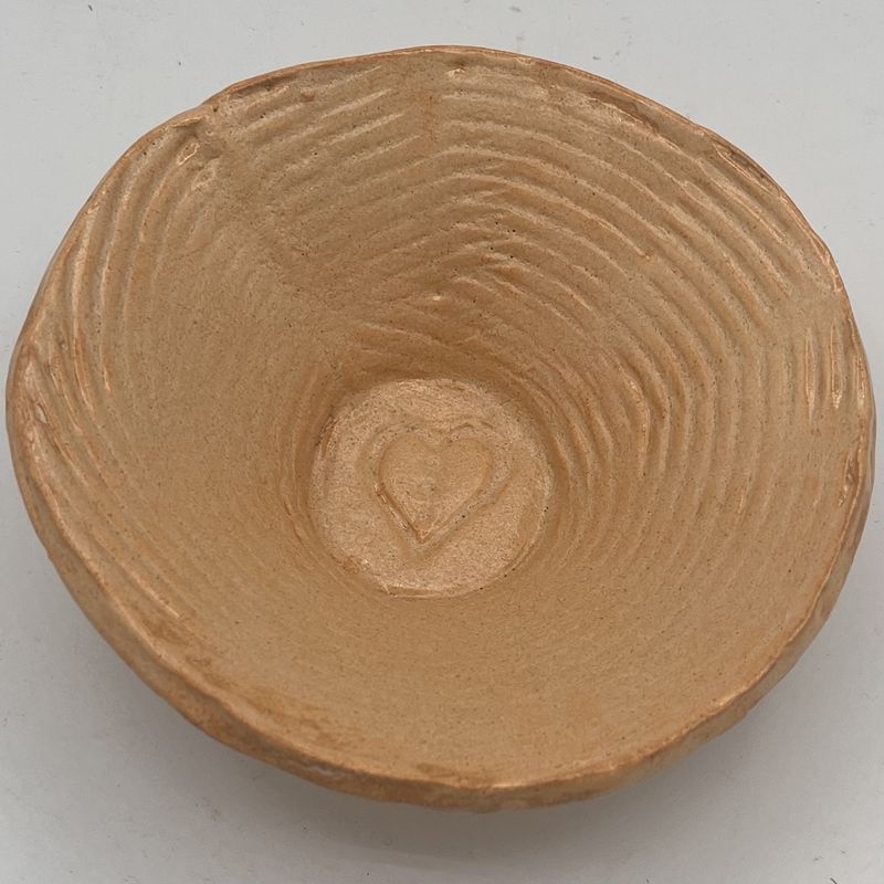 Melissa Powell, Ceramic Bowl, Beige Design with Heart
