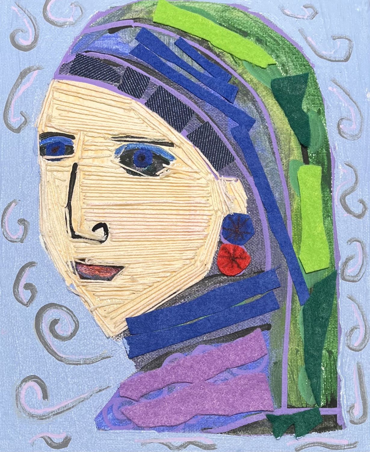 Beth Shaw, Mixed Media on Canvas, &#39;Girl with Pearl Earrings&#39;