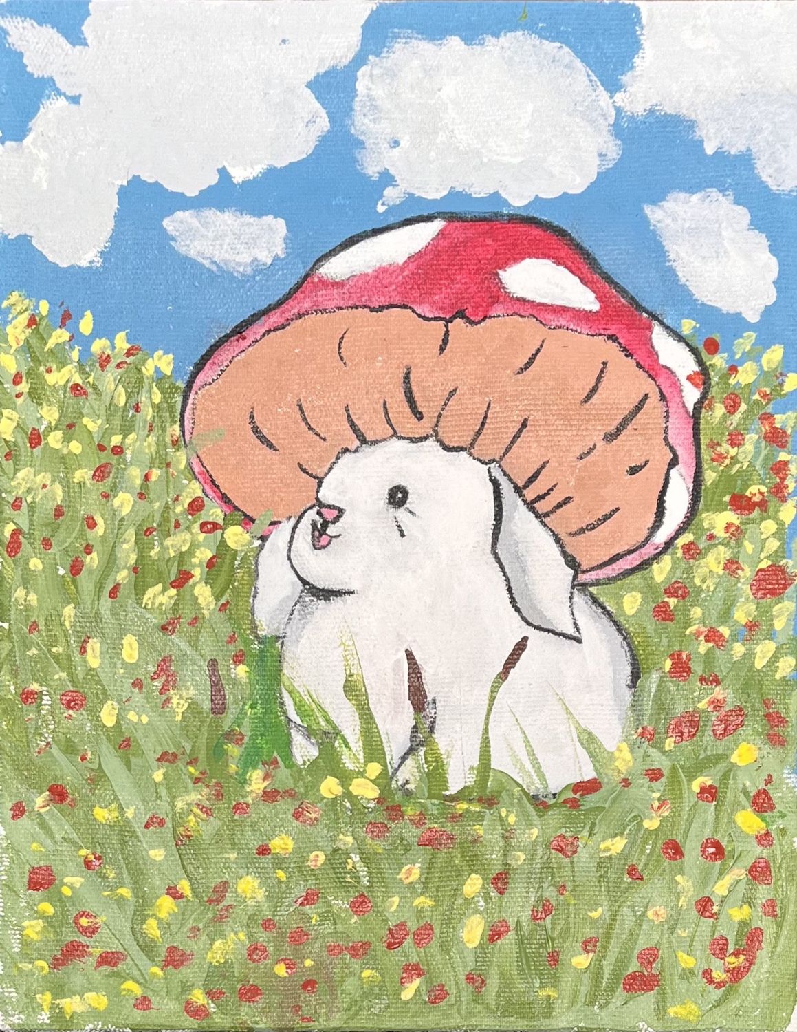 Delilah Doty, Acrylic on Canvas, &#39;Kinokousagi (Mushroom Rabbit)&#39;