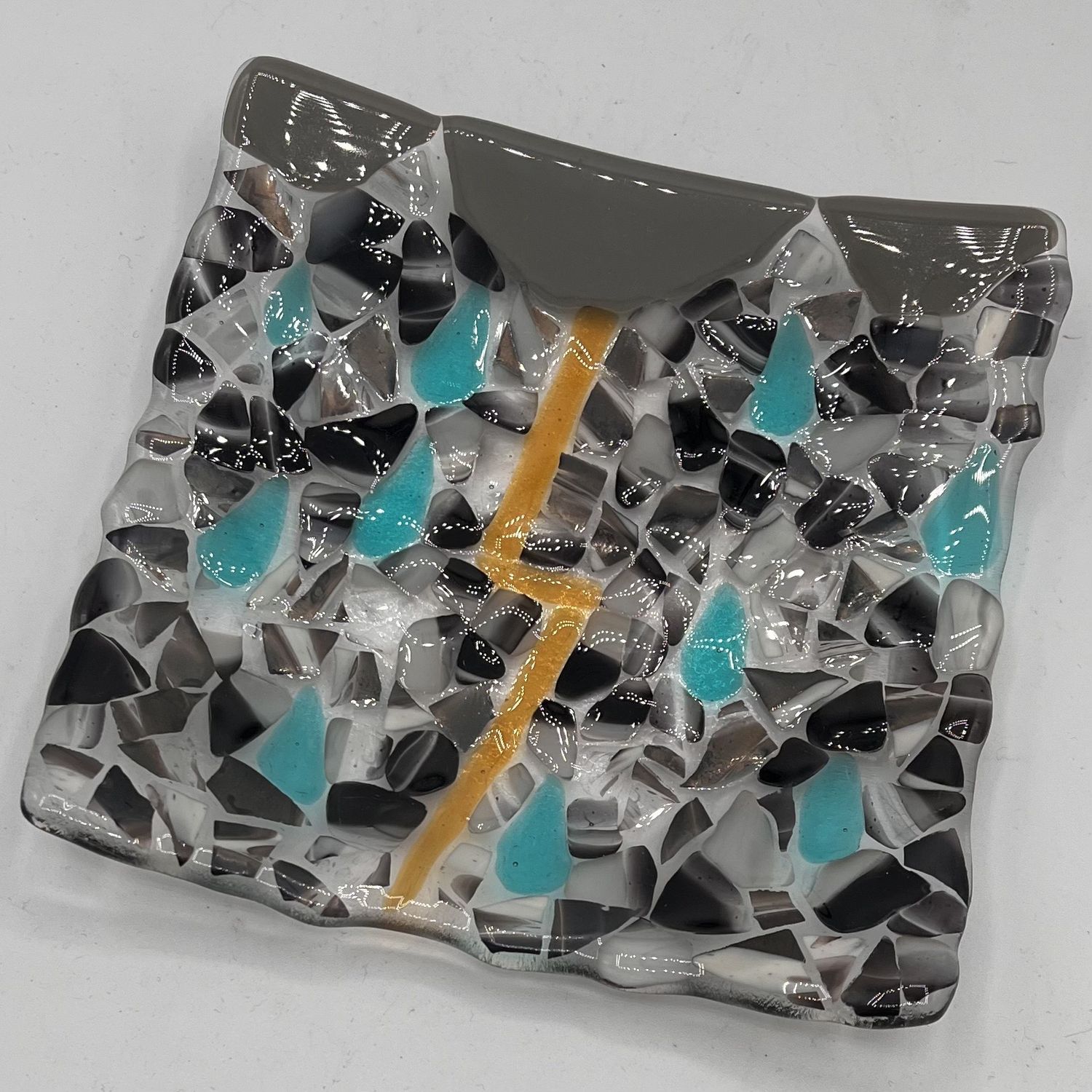 Alaina Weeks, Fused Glass Dish, Thunderstorm in the Sky