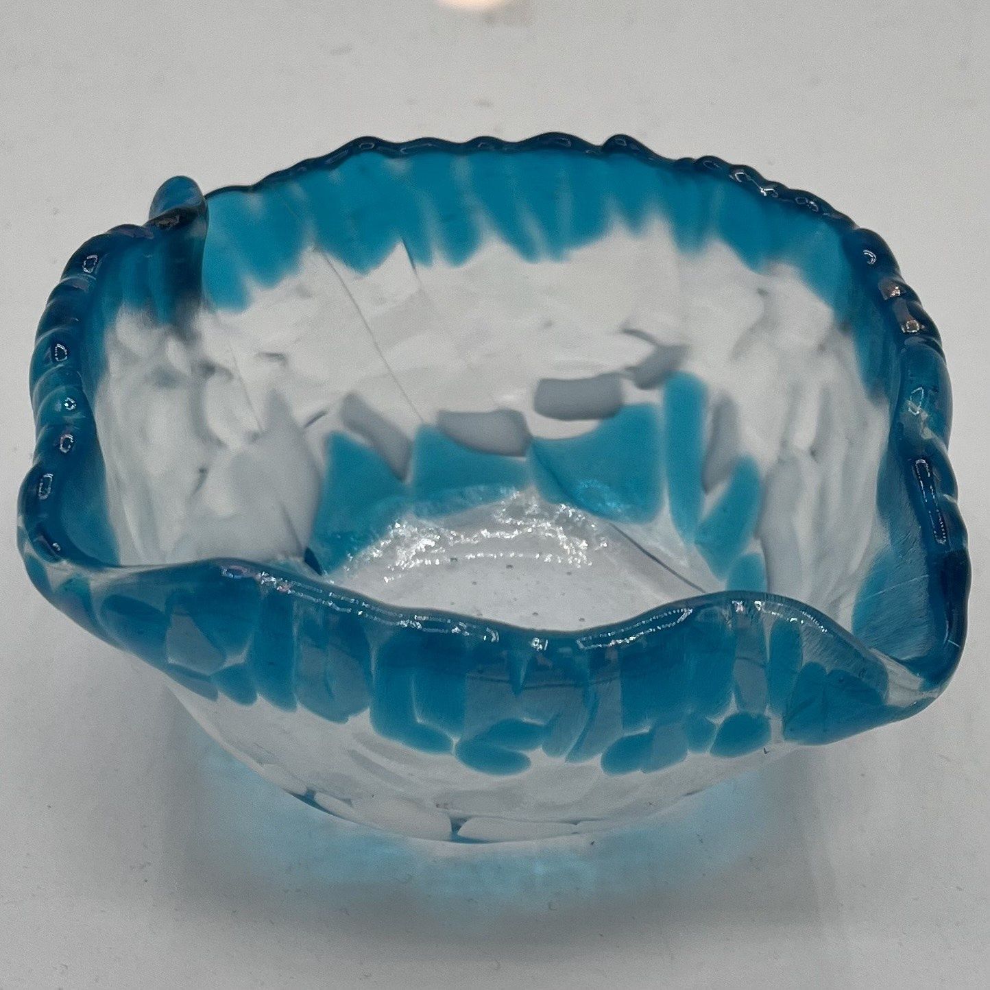 Tammy McCammon, Fused Glass Drape, Blue and White Chunks