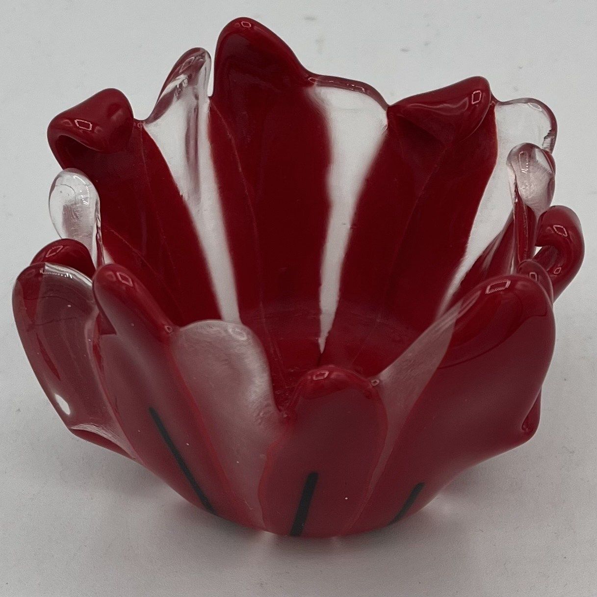 Saul Ray, Fused Glass Drape, Red and Black Flower