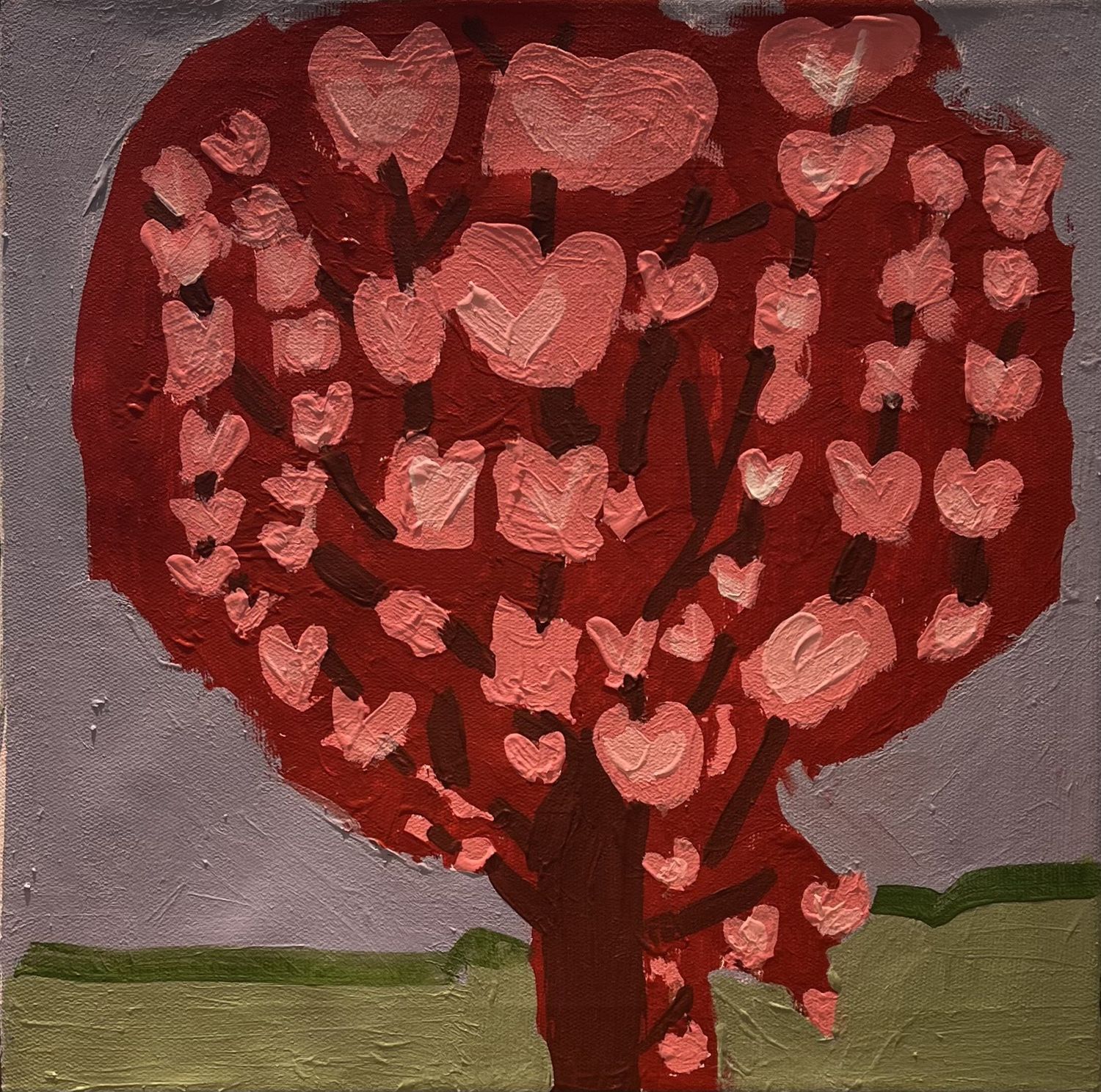 Evan Pohlman, Acrylic on Canvas, &#39;Bubble Gum Tree of Hearts&#39;