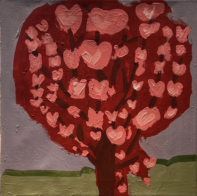 Evan Pohlman, Acrylic on Canvas, &#39;Bubble Gum Tree of Hearts&#39;
