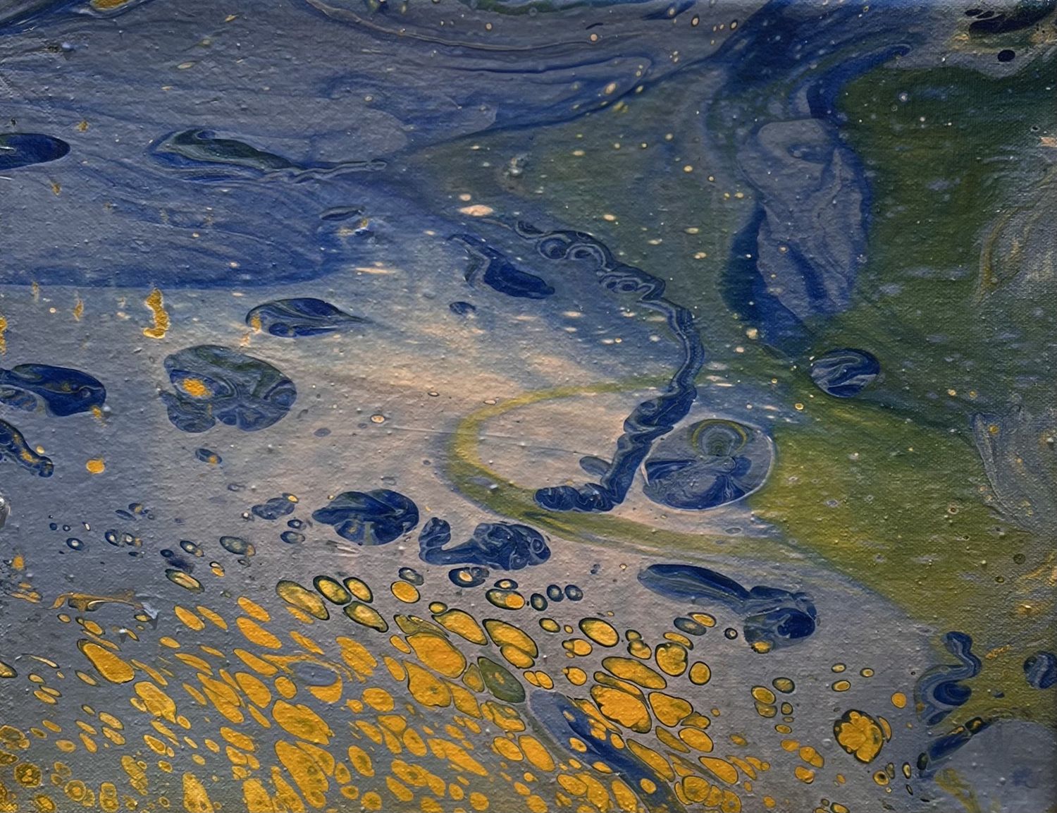 Dionysia Sanchez, Acrylic on Canvas, &#39;Swirls of Blue, Green and Yellow&#39;