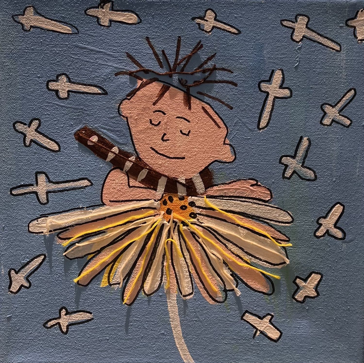 Beth Shaw, Mixed Media on Canvas, &#39;Napping in the Daisy&#39;