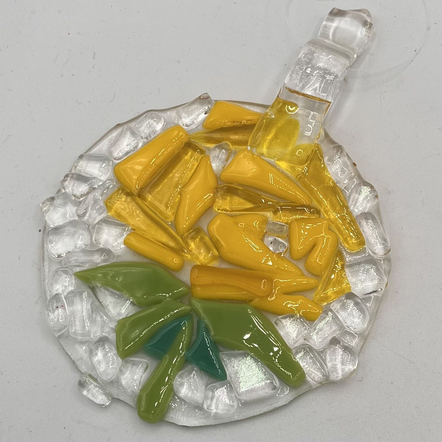 Jody Mann, Fused Glass Suncatcher, Yellow Rose