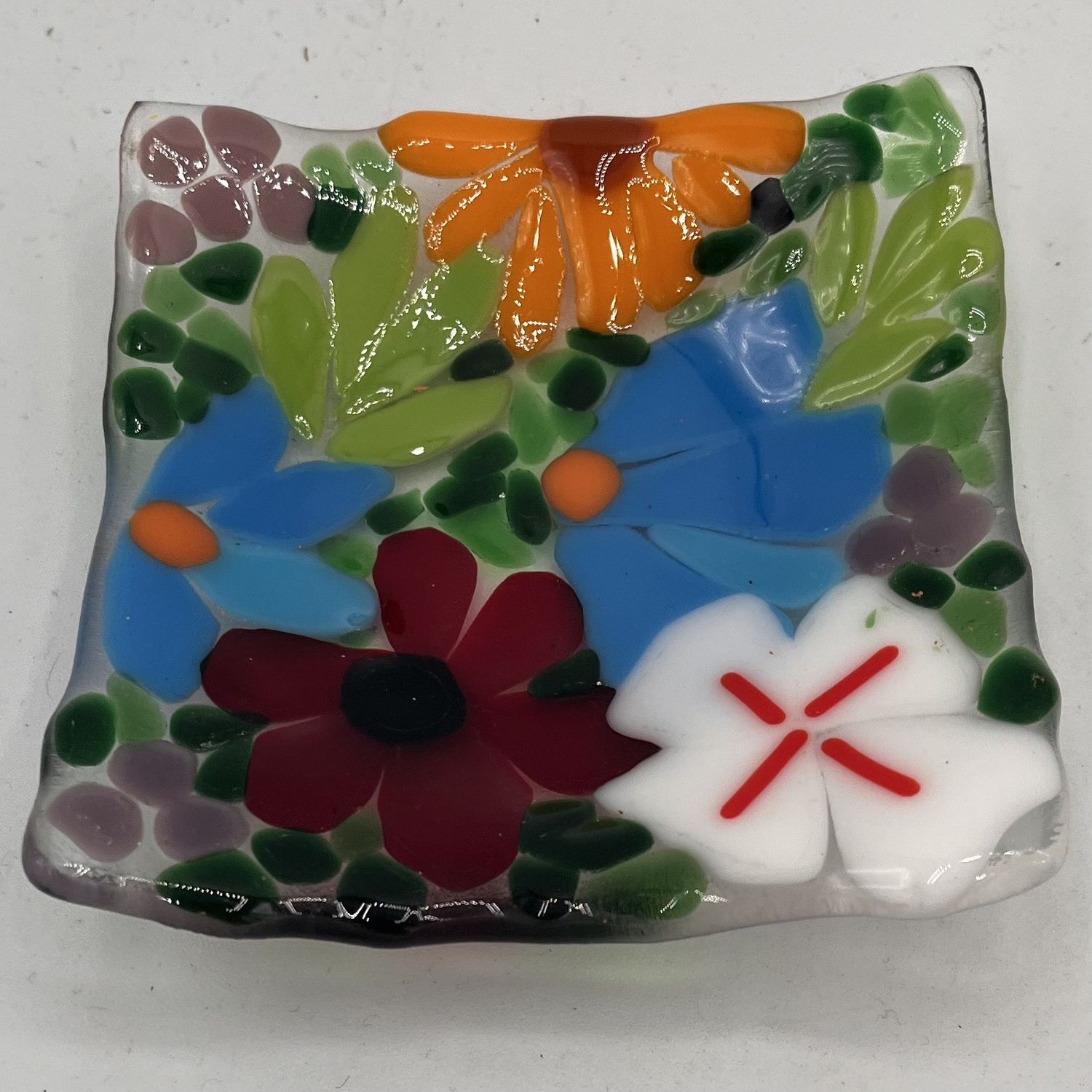 Alphonso Rowe, Fused Glass Dish, Field of Flowers