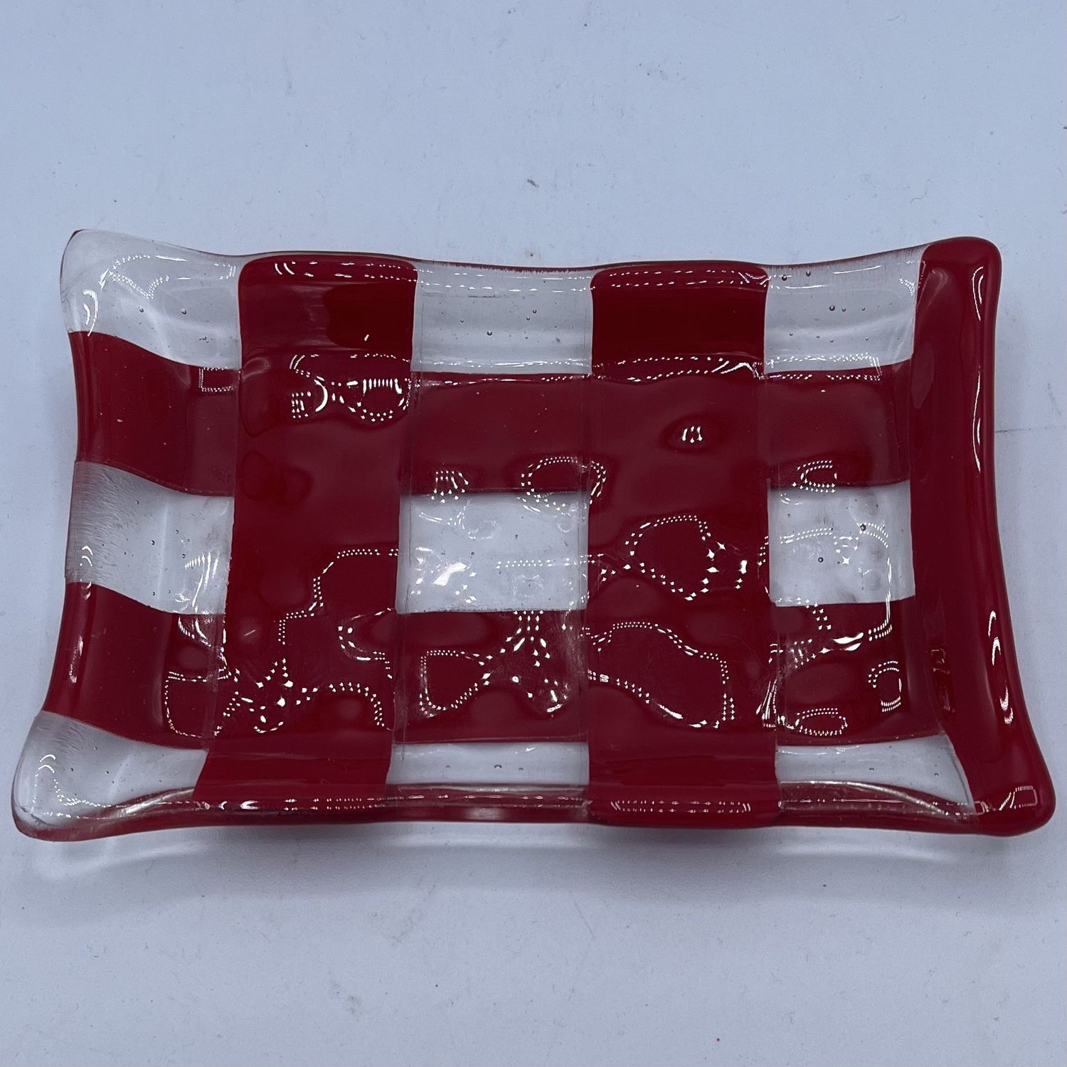 Alphonso Rowe, Fused Glass Dish, Red Stripes
