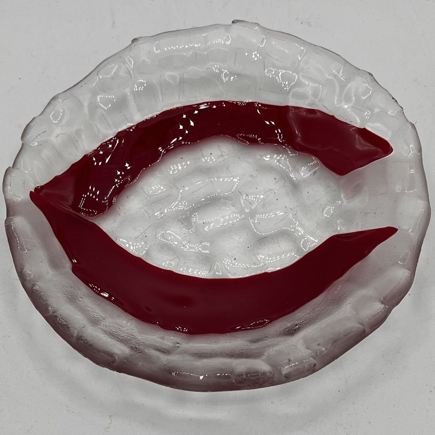 Jordan Satterfield, Fused Glass Bowl, Red &#39;C&#39; Logo