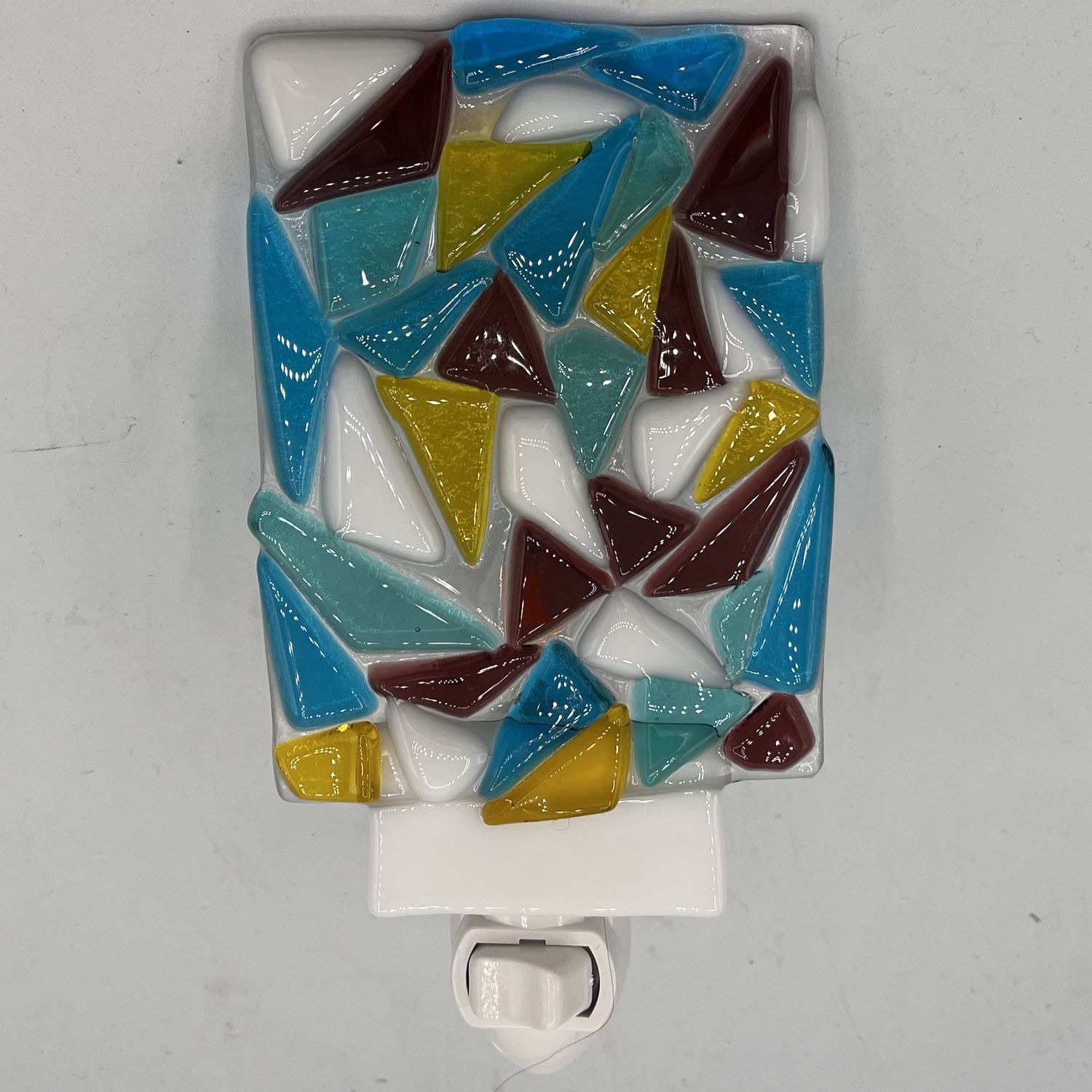 Bobbie Jo Robinson, Fused Glass Nightlight, Colorful Triangles