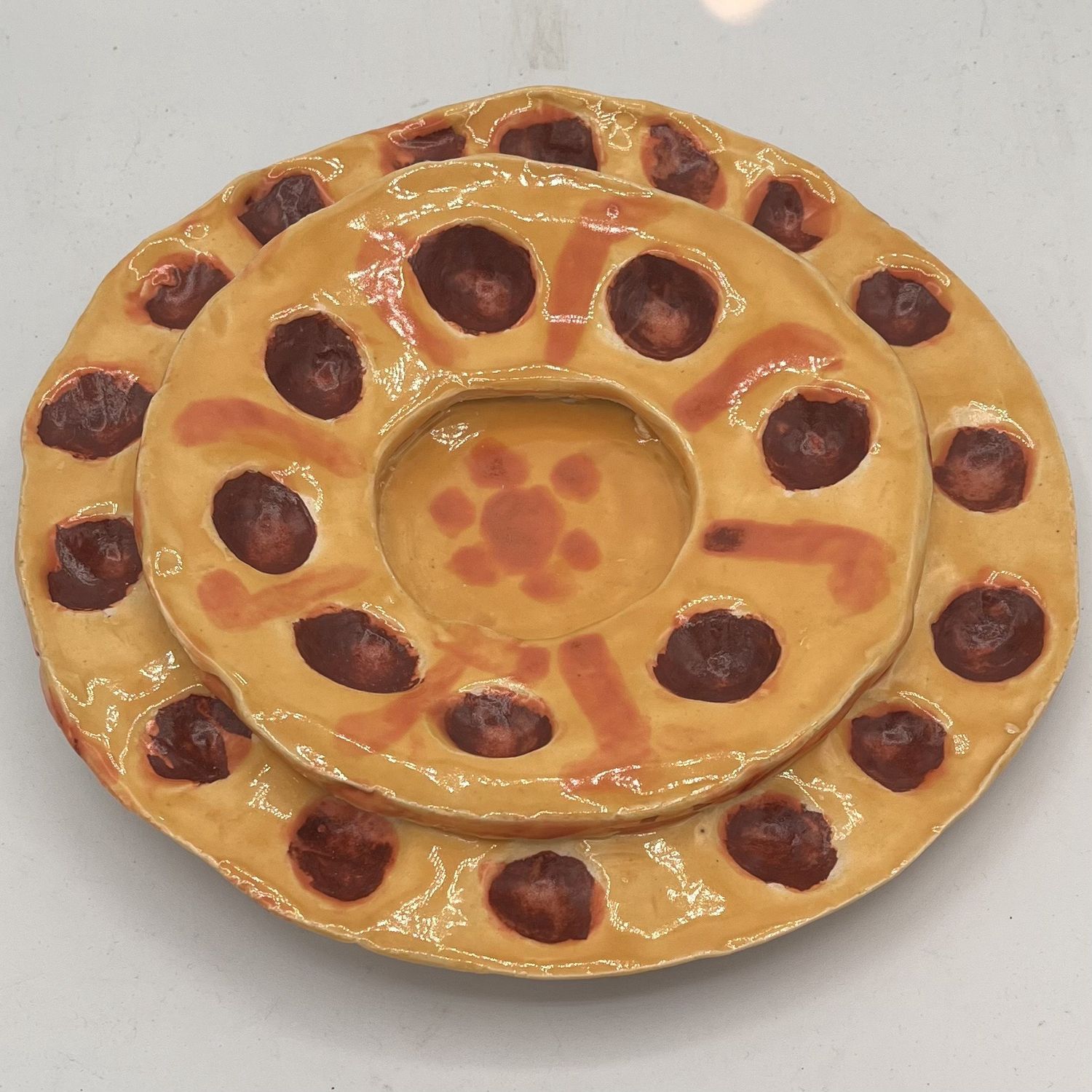 Cassie Sullivan, Fused Glass Plate, Warm-Toned Design