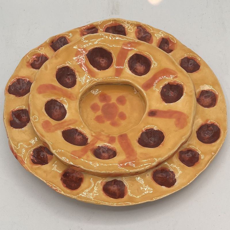 Cassie Sullivan, Fused Glass Plate, Warm-Toned Design