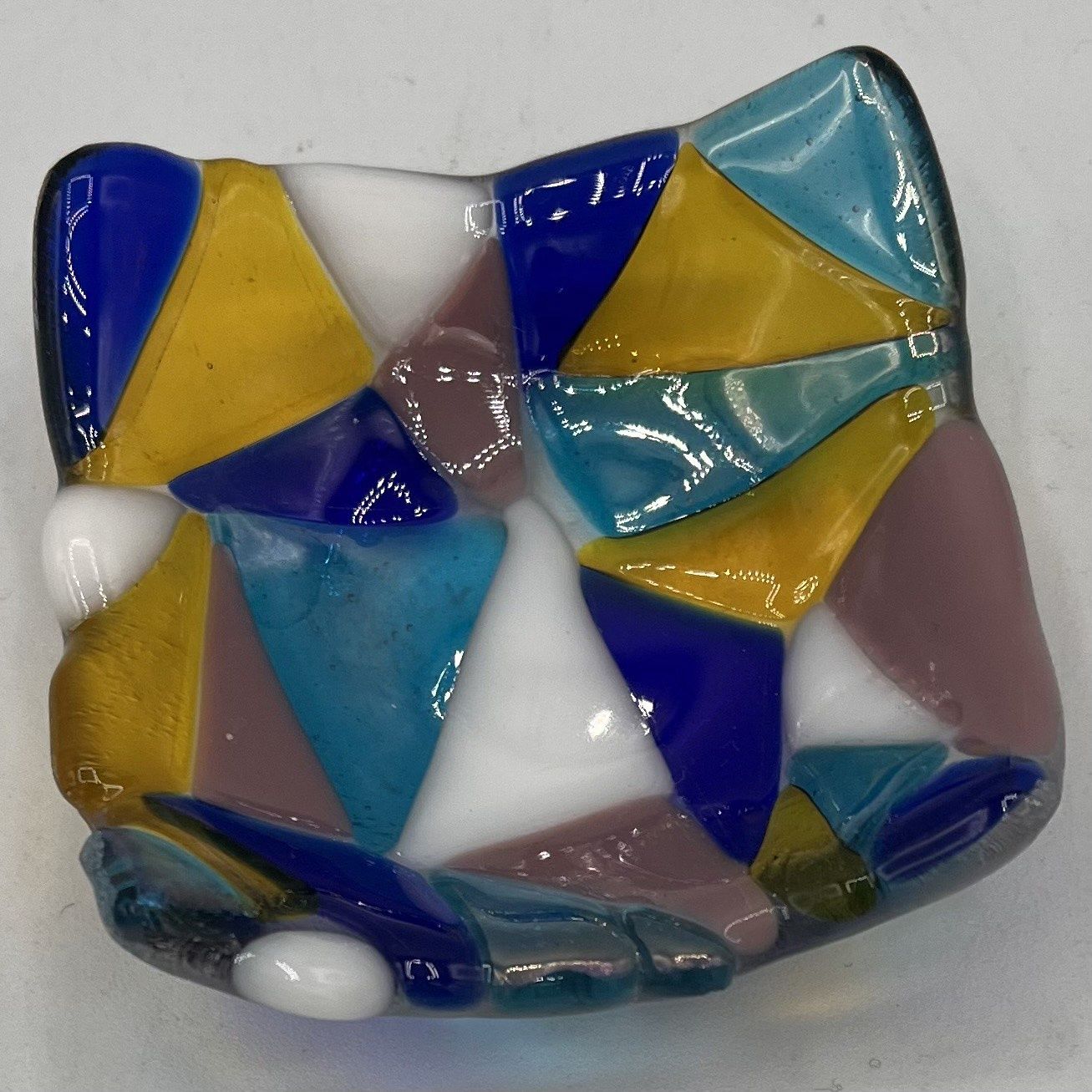 Kathleen Honeycutt, Fused Glass Ring Dish, Colorful Triangles