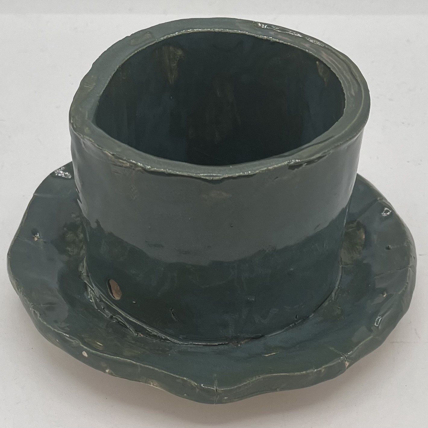 Christina Hanes, Ceramic Planter, Dark Green Design