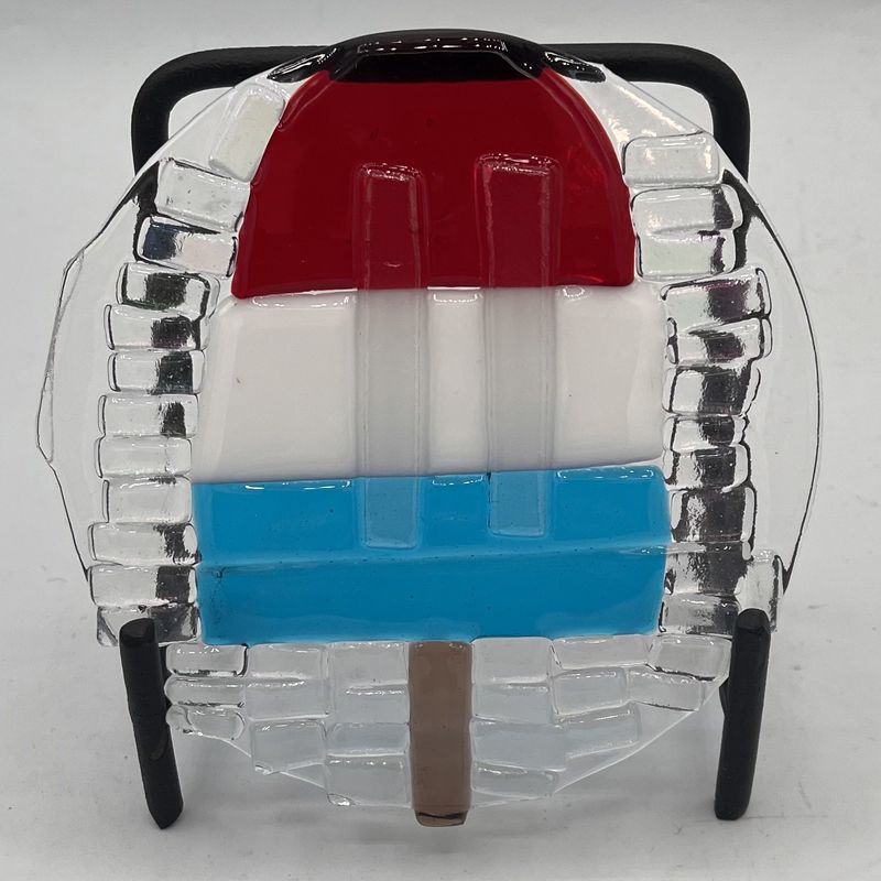 Mallory Miller, Fused Glass Stand Piece, Red, White and Blue Popsicle