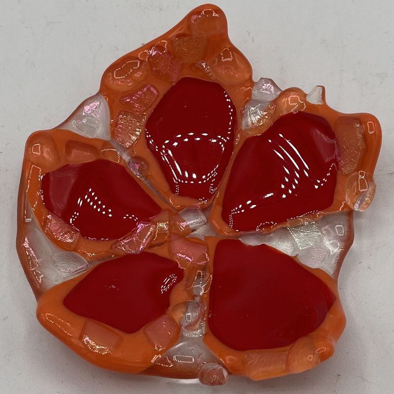 Katie Albers, Fused Glass Ring Dish, Orange Flower