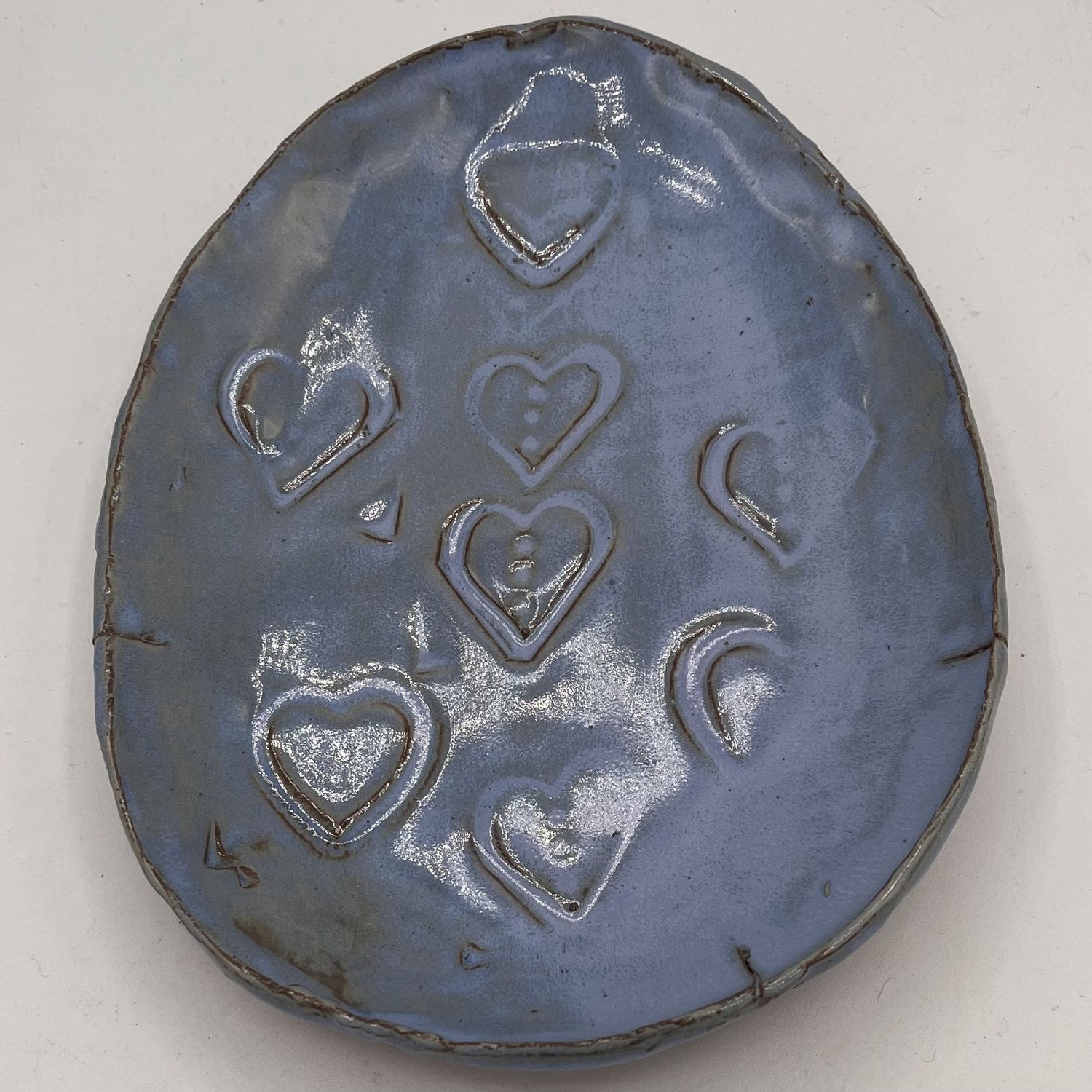 Bobbie Jo Robinson, Ceramic Dish, Soft Blue Hearts