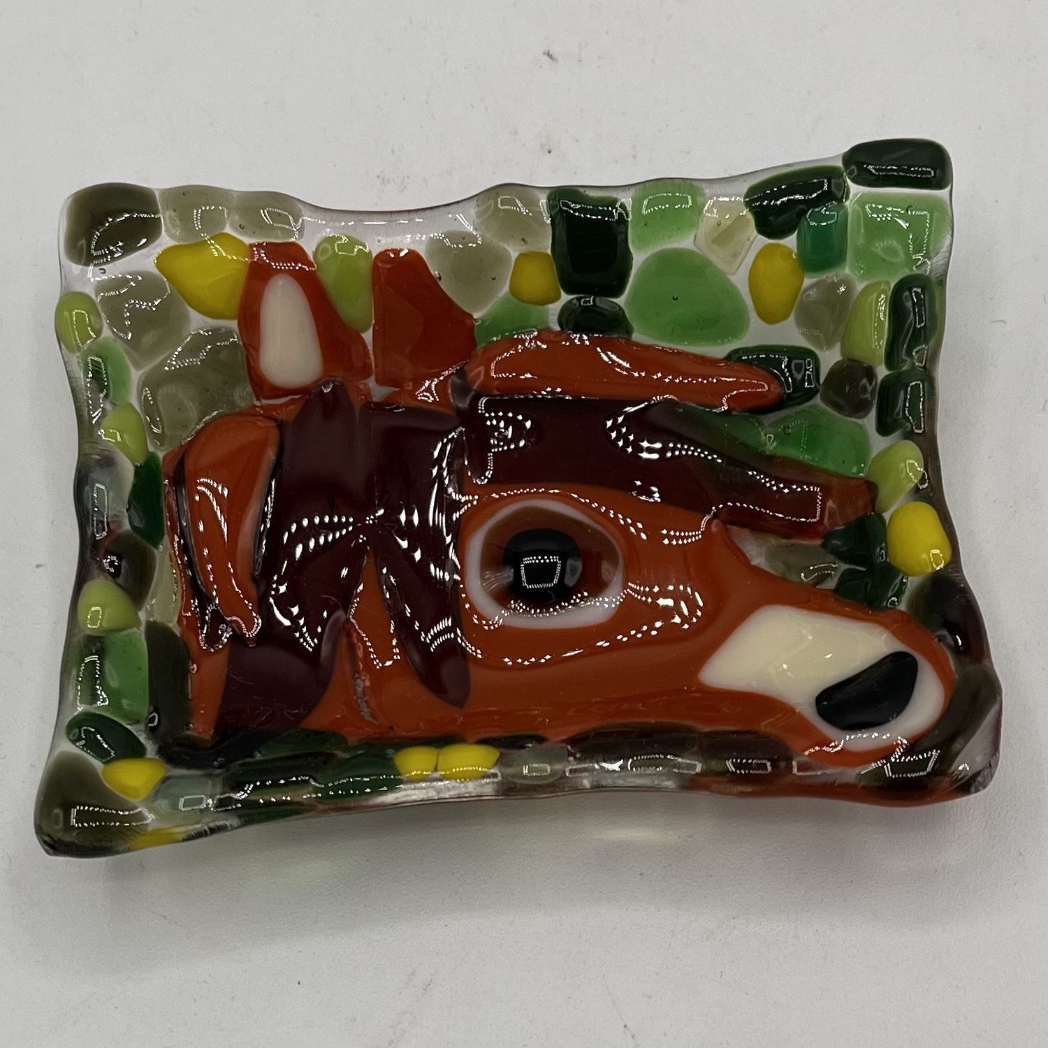 Mallory Miller, Fused Glass Soap Dish, Brown Horse