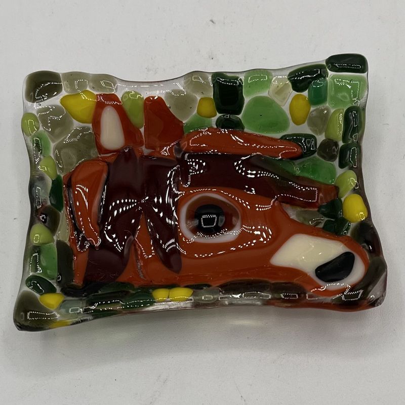 Mallory Miller, Fused Glass Soap Dish, Brown Horse