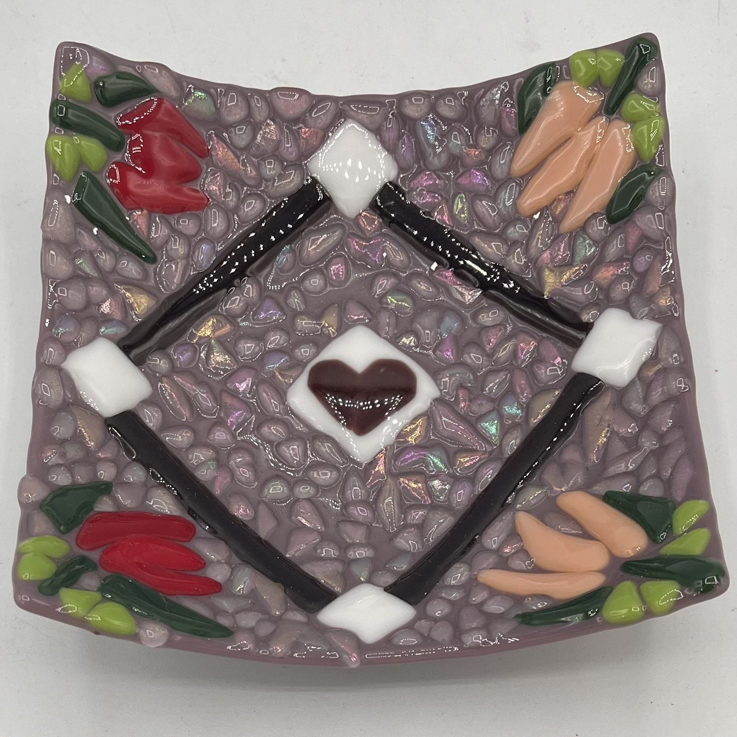 Amy Thompson, Fused Glass Dish, Lovely Florals