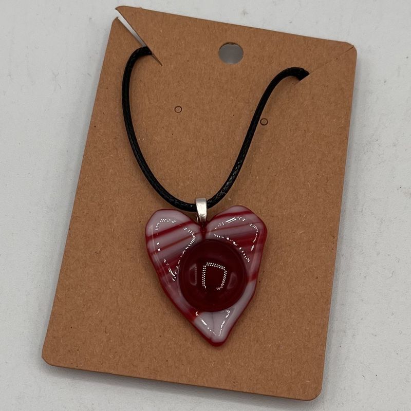 Annie Baxter, Fused Glass Pendant, Red Heart