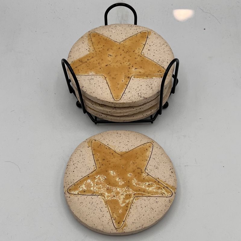 Mary Phifer, Ceramic Coaster Set with Display, Speckled Stars