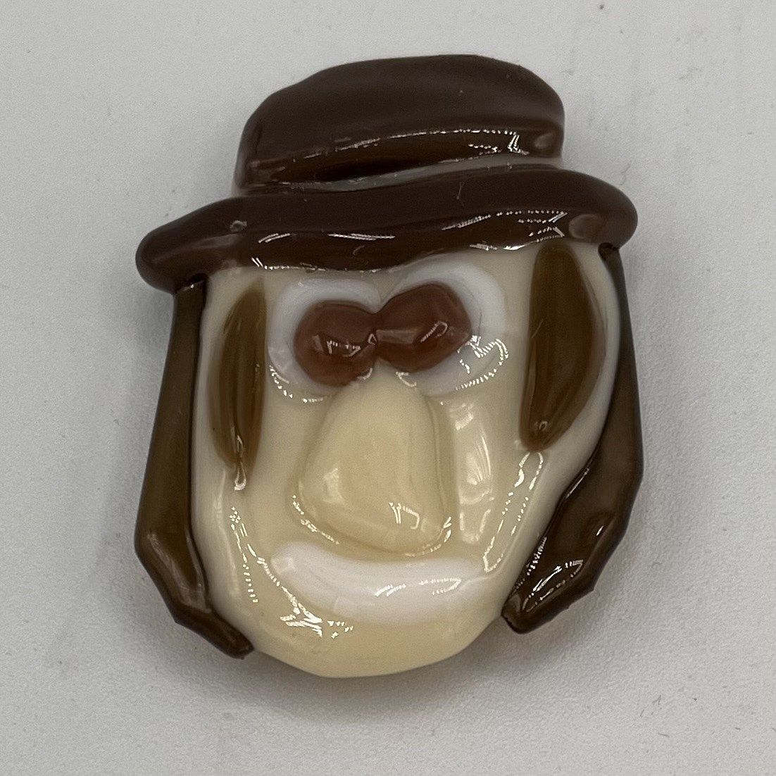 Amy Thompson, Fused Glass Magnet, Guy in Brown Hat