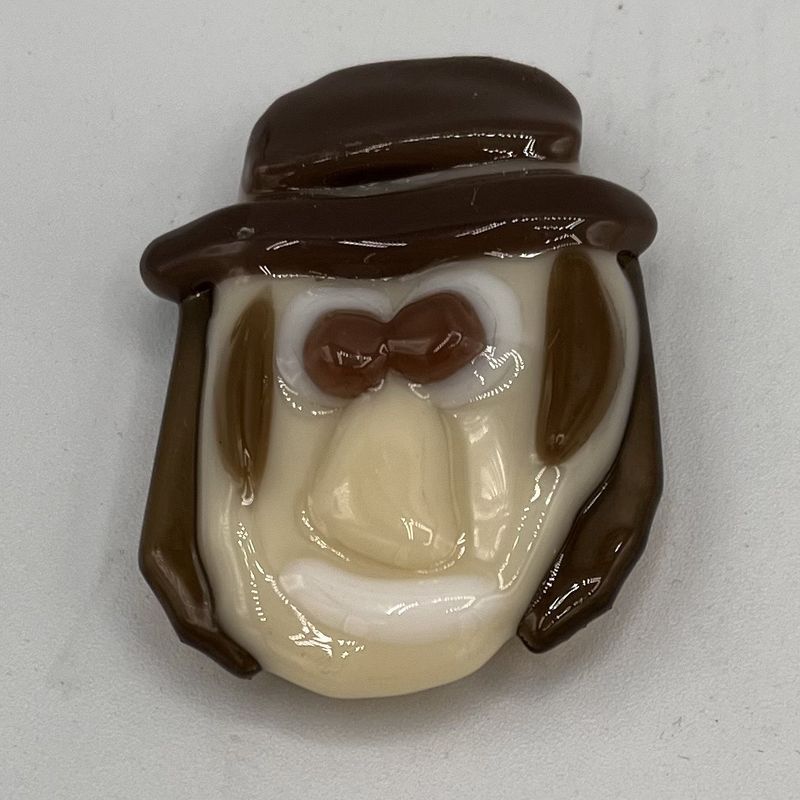 Amy Thompson, Fused Glass Magnet, Guy in Brown Hat