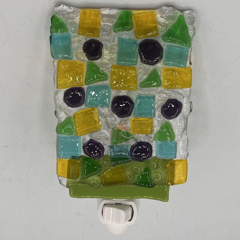 Brett Garrett, Fused Glass Nightlight, Colorful Shapes