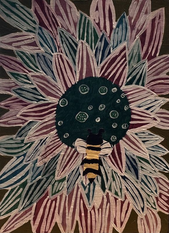 Allison Davis, Acrylic on Wood, &#39;Bee-u-tiful Find&#39;