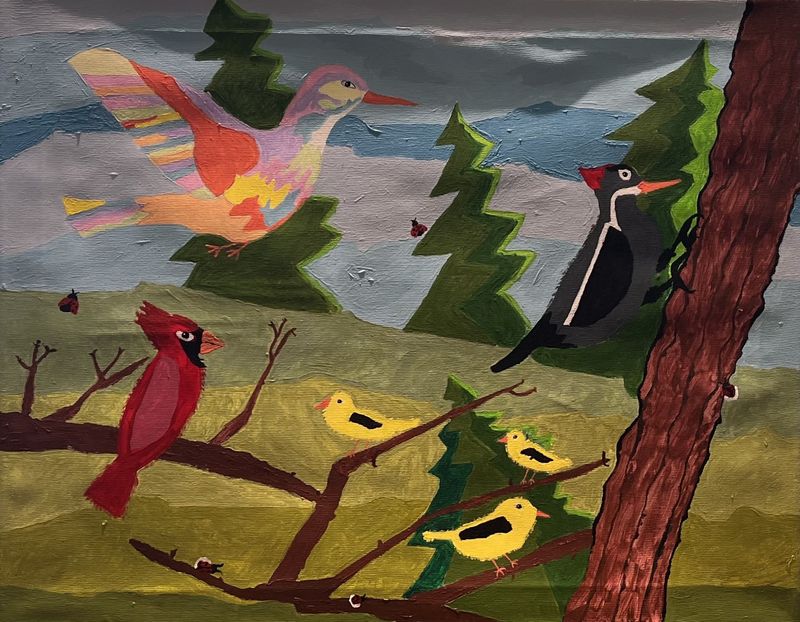 Theresa Allen, Acrylic on Canvas, &#39;Wood Songs&#39;