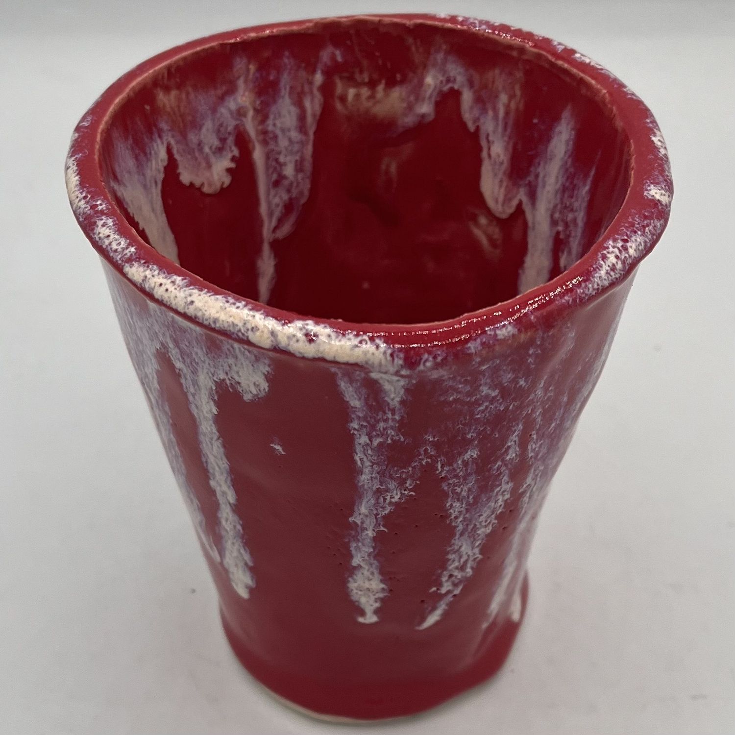 Alphonso Rowe, Ceramic Vase, Red with White Drips