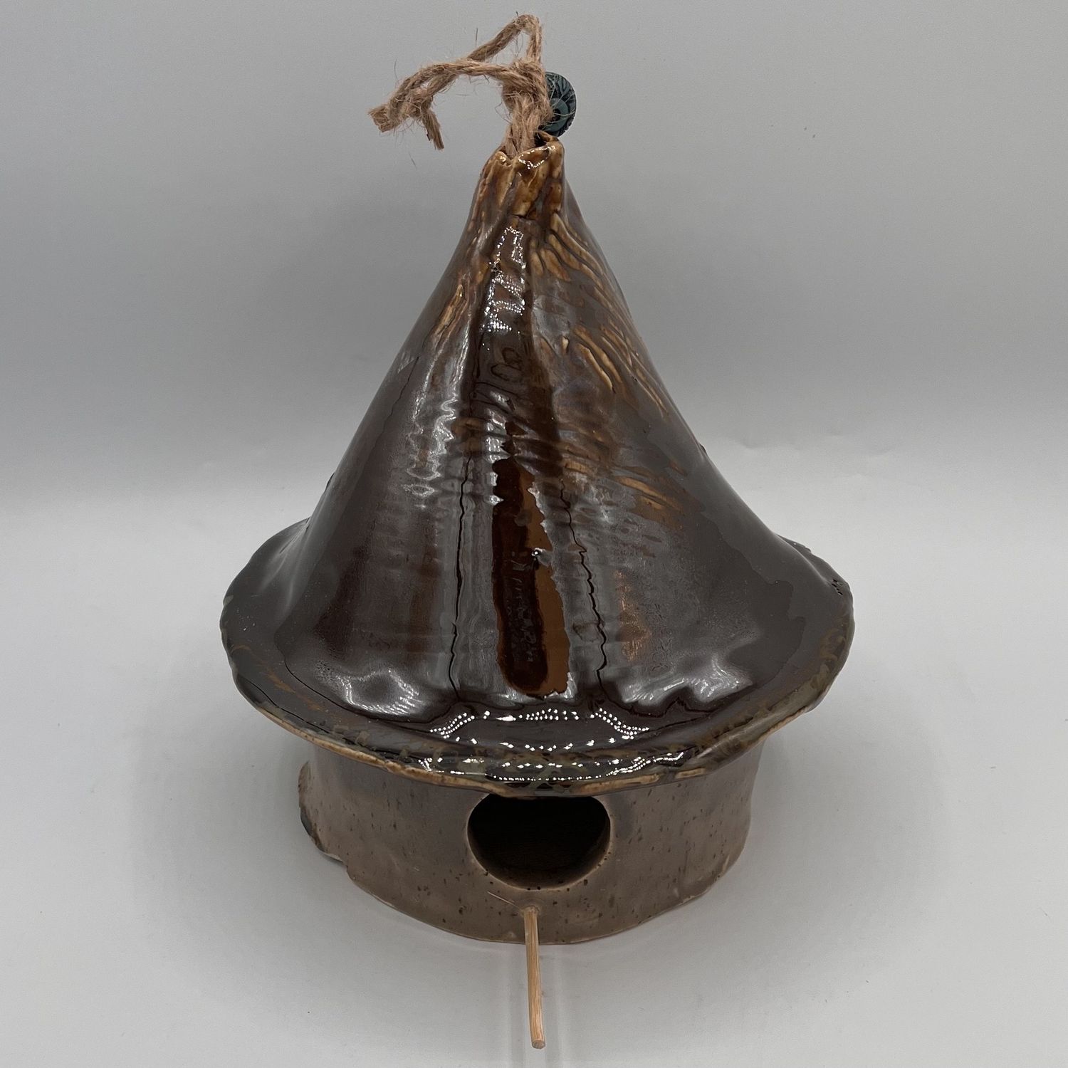 Saul Ray, Ceramic Bird House, Grey and Brown Design