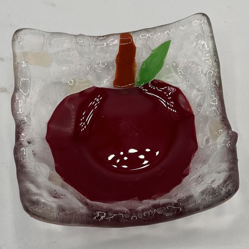 Erin Williams, Fused Glass Ring Dish, Red Apple