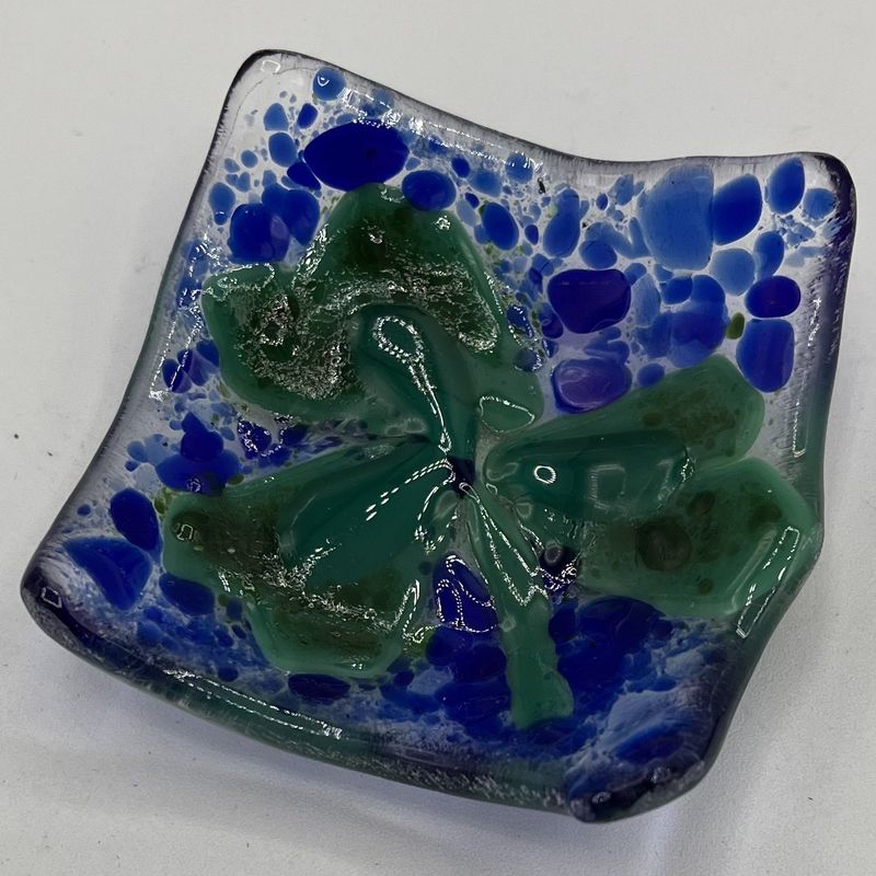 Adam Gibbemeyer, Fused Glass Ring Dish, Three Leaf Clover