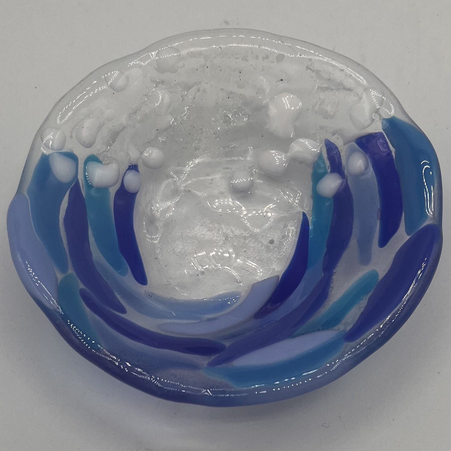 Joey Buschelman, Fused Glass Bowl, Blue Waves