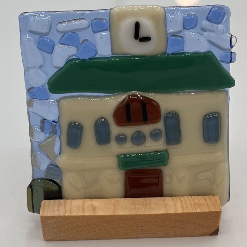 Adam Gibbemeyer, Fused Glass Stand Piece, White Building